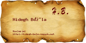 Hidegh Béla névjegykártya
